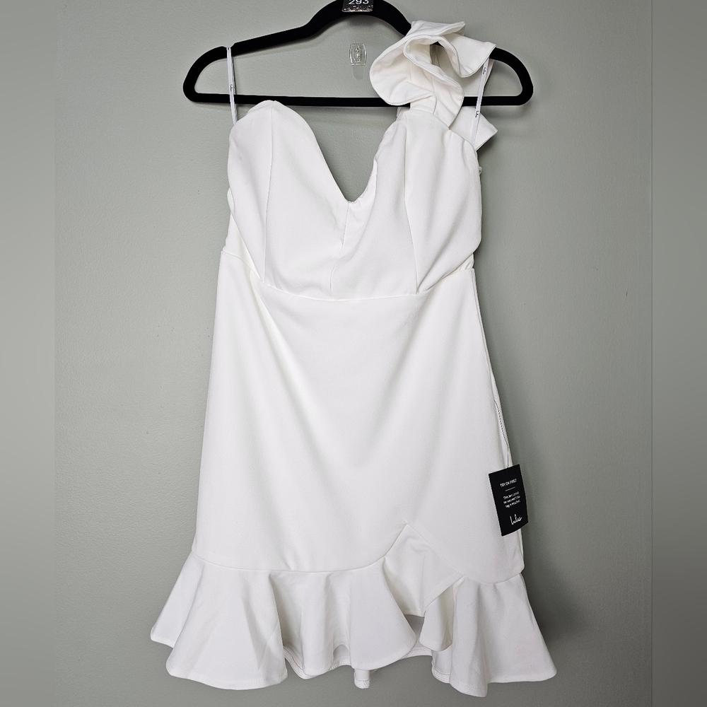 Lulu's Cream One-Shoulder Ruffle Mini Dress - Picture 7 of 11